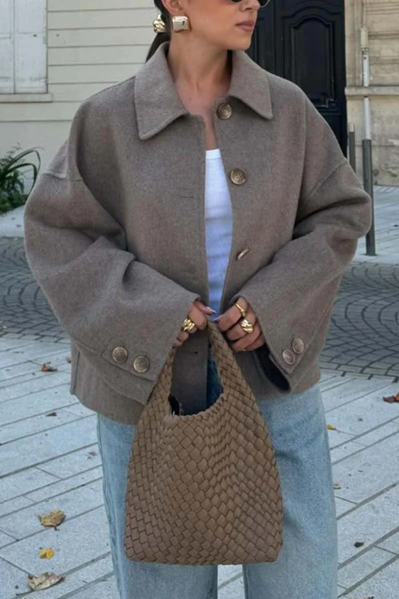 Women's Solid Color Single Breasted Jacket